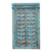 Puerta cuadros azul